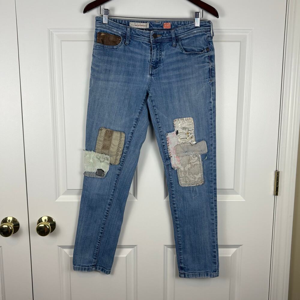Pilcro and the Letterpress Anthropologie Patchwork Skinny Jeans Women's 27